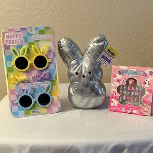 Silver Metallic Peep Pillow, Sunglasses & Bows  & Glamour Nails Basket Stuffers